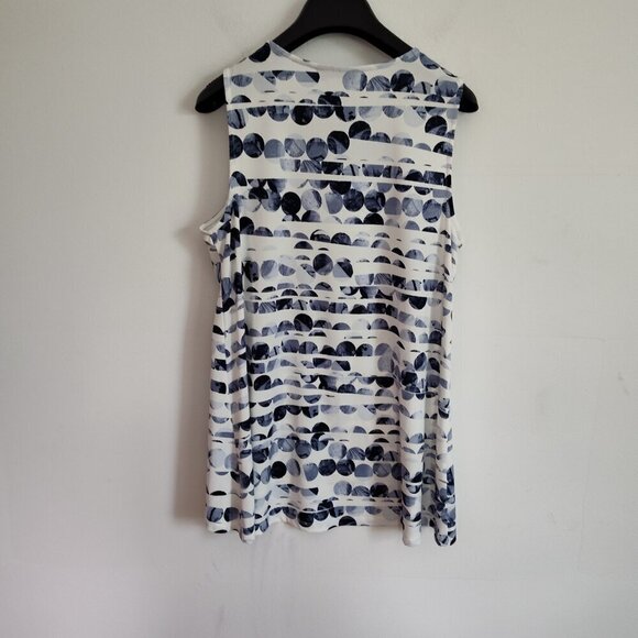 Ladies Petite SZ PL Alfani Blue/White Sleeveless Tunic - Picture 3 of 4